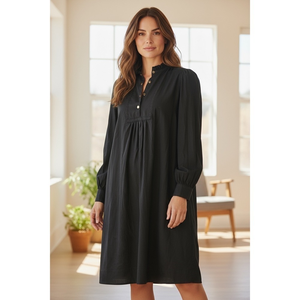 Pomander Place Women's Black‎ Ruffle Collar Long Sleeve Dress